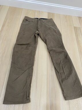 Kuhl Rydr Pants Mens 30x30 Beige Vintage Patina Dye Workwear Frayed Hems Outdoor